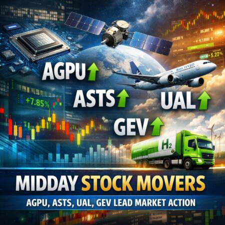 Midday Stock Movers: Agpu, Asts, Ual, Gev Lead Market Action