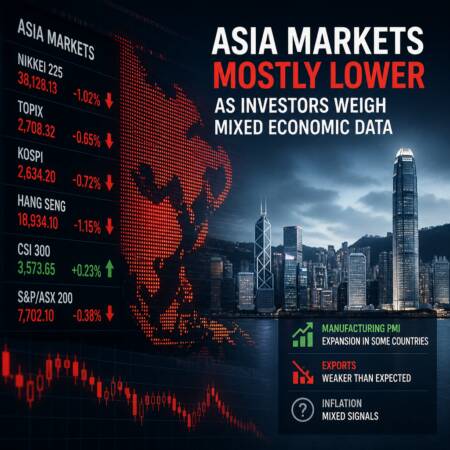 Asia Markets Mostly Lower As Investors Weigh Mixed Economic Data