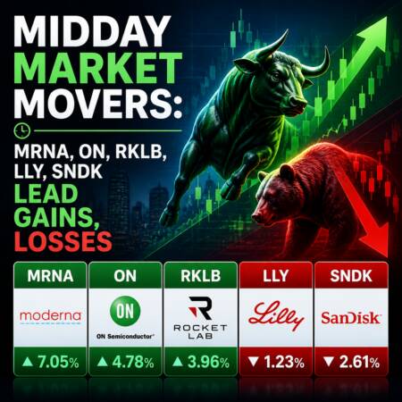 Midday Market Movers: Mrna, On, Rklb, Lly, Sndk Lead Gains, Losses