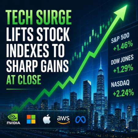 Tech Surge Lifts Stock Indexes to Sharp Gains at Close Tech Surge Lifts Stock Indexes To Sharp Gains At Close