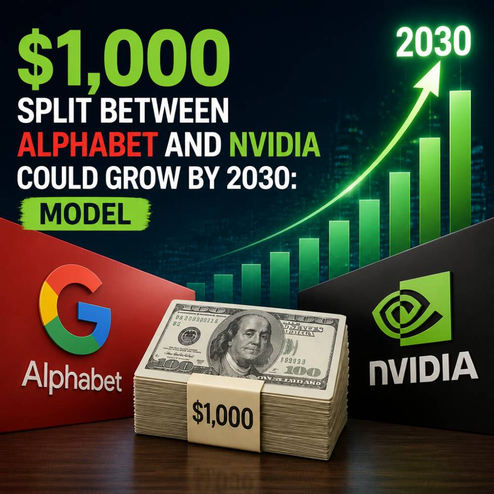 $1,000 split between Alphabet and Nvidia could grow by 2030: model $1,000 Split Between Alphabet And Nvidia Could Grow By 2030: Model