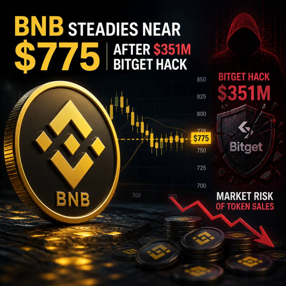 BNB steadies near $775 after $351M Bitget hack; market risk of token sales Bnb Steadies Near $775 After $351m Bitget Hack; Market Risk Of Token Sales