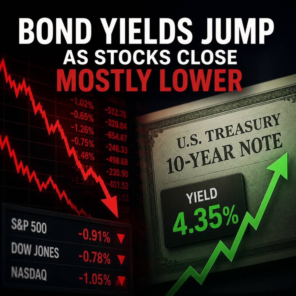 Bond Yields Jump as Stocks Close Mostly Lower Bond Yields Jump As Stocks Close Mostly Lower