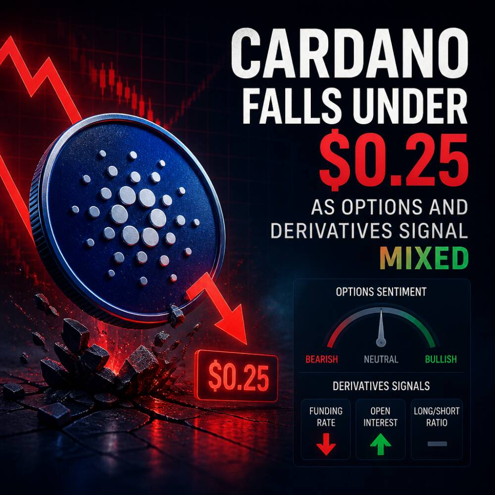 Cardano falls under $0.25 as options and derivatives signal mixed Cardano Falls Under $0.25 As Options And Derivatives Signal Mixed