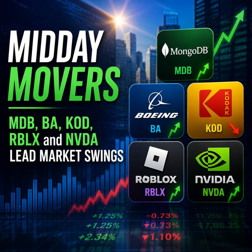 Midday movers: MDB, BA, KOD, RBLX and NVDA lead market swings Midday Movers: Mdb, Ba, Kod, Rblx And Nvda Lead Market Swings