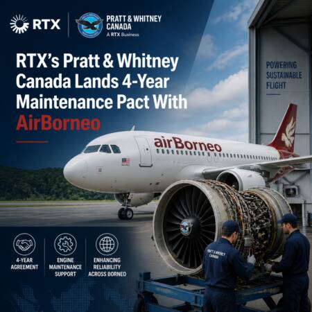 RTX’s Pratt & Whitney Canada Lands 4-Year Maintenance Pact With AirBorneo Rtx’s Pratt & Whitney Canada Lands 4-Year Maintenance Pact With Airborneo