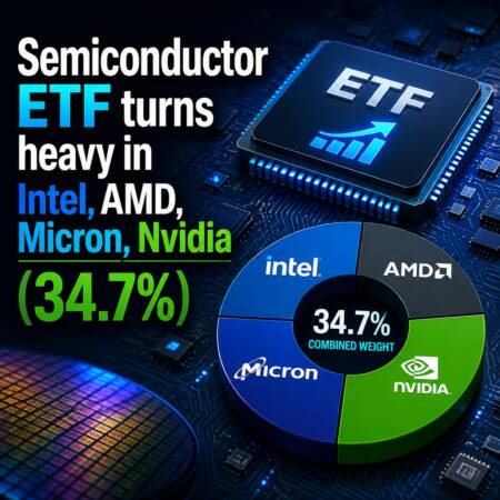 Semiconductor ETF turns heavy in Intel, AMD, Micron, Nvidia (34.7%) Semiconductor Etf Turns Heavy In Intel, Amd, Micron, Nvidia (34.7%)