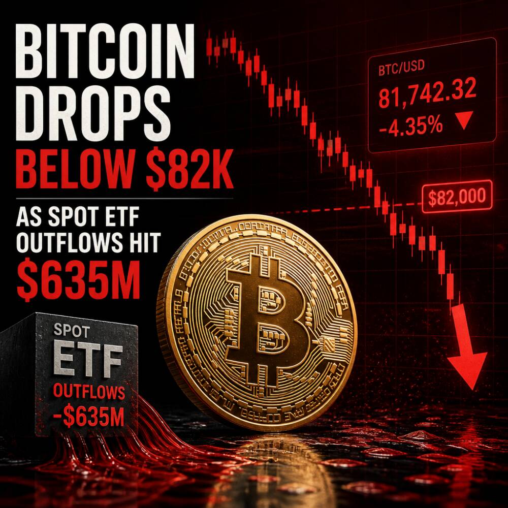 Bitcoin Drops Below $82K as Spot ETF Outflows Hit $635M Bitcoin Drops Below $82k As Spot Etf Outflows Hit $635m