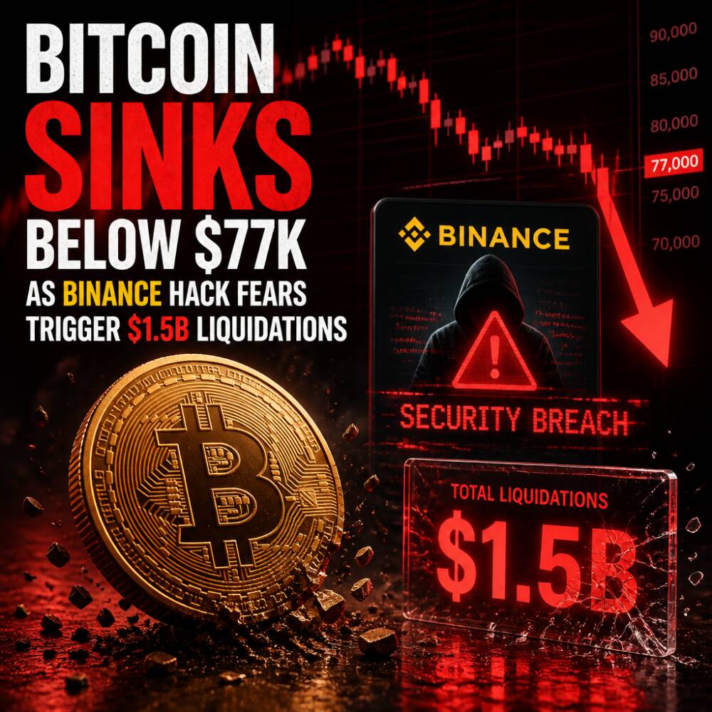 Bitcoin Sinks Below $77K as Binance Hack Fears Trigger $1.5B Liquidations Bitcoin Sinks Below $77k As Binance Hack Fears Trigger $1.5b Liquidations