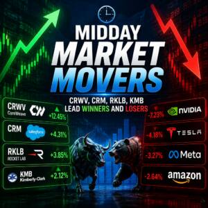 Midday Market Movers: Crwv, Crm, Rklb, Kmb Lead Winners And Losers