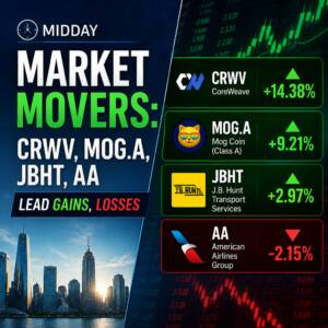 Midday Market Movers: Crwv, Mog.a, Jbht, Aa Lead Gains, Losses