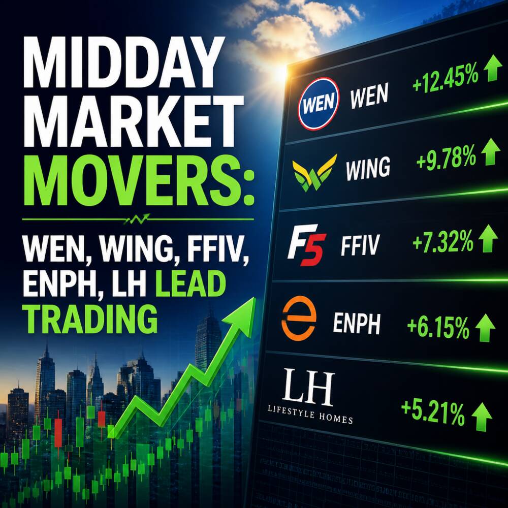 Midday Market Movers: WEN, WING, FFIV, ENPH, LH Lead Trading Midday Market Movers: Wen, Wing, Ffiv, Enph, Lh Lead Trading