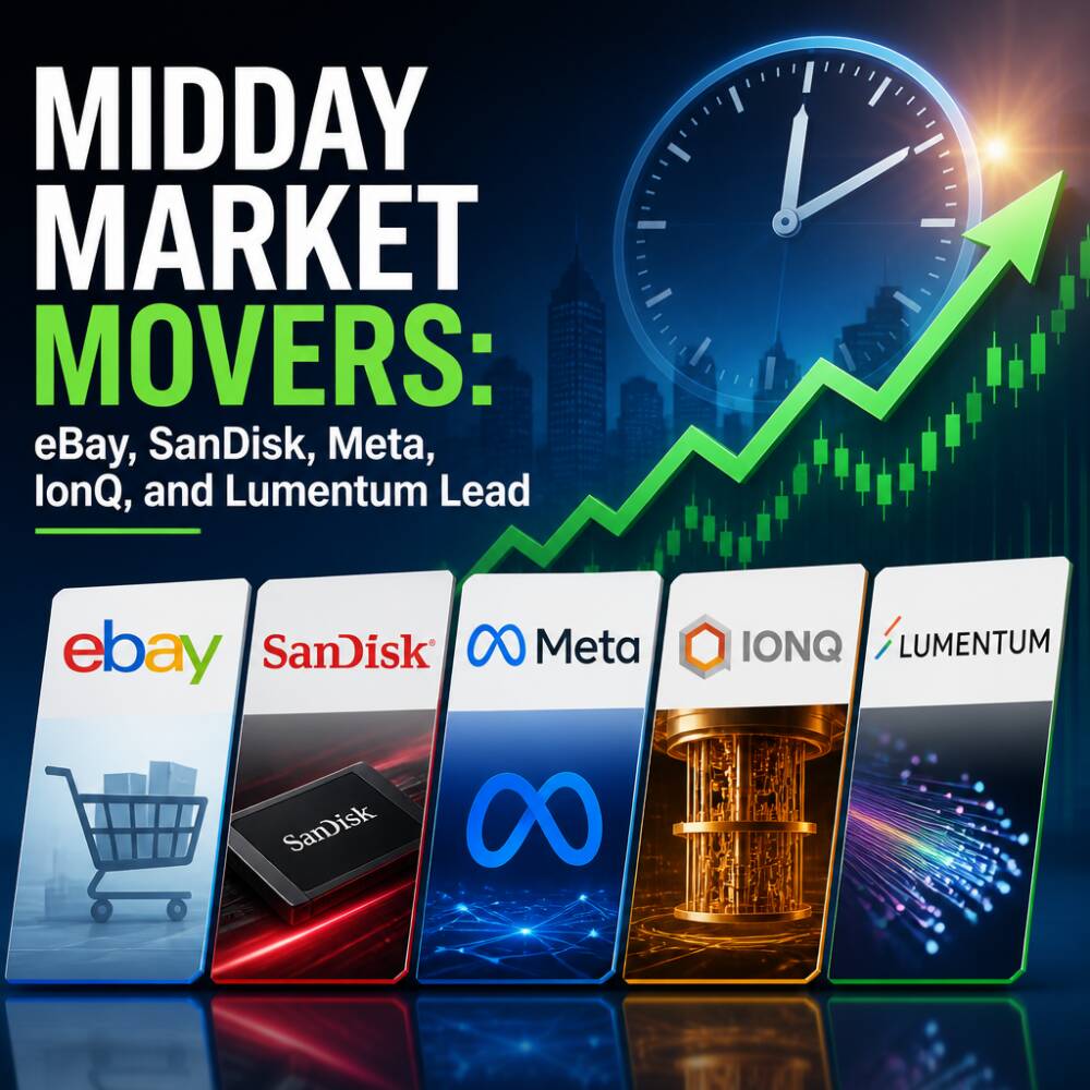 Midday Market Movers: eBay, SanDisk, Meta, IonQ, and Lumentum Lead Midday Market Movers: Ebay, Sandisk, Meta, Ionq, And Lumentum Lead