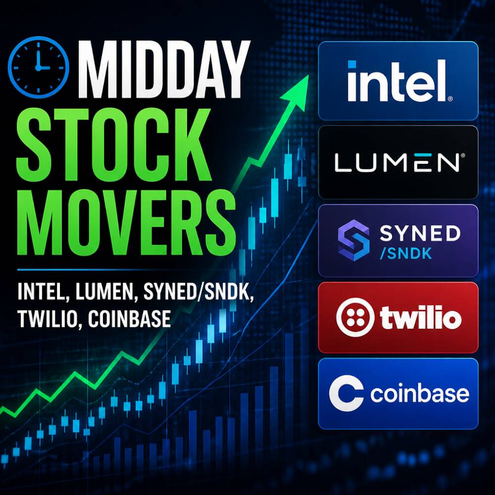 Midday Stock Movers: Intel, Lumen, Syned/SNDK, Twilio, Coinbase Midday Stock Movers: Intel, Lumen, Syned/sndk, Twilio, Coinbase
